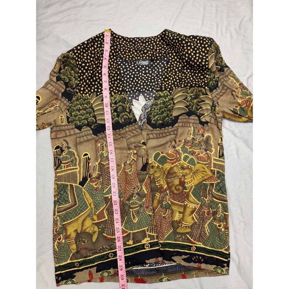 Signet New York Vintage Elephant Novelty Print Blazer Jacket Rayon Large USA - Picture 10 of 16